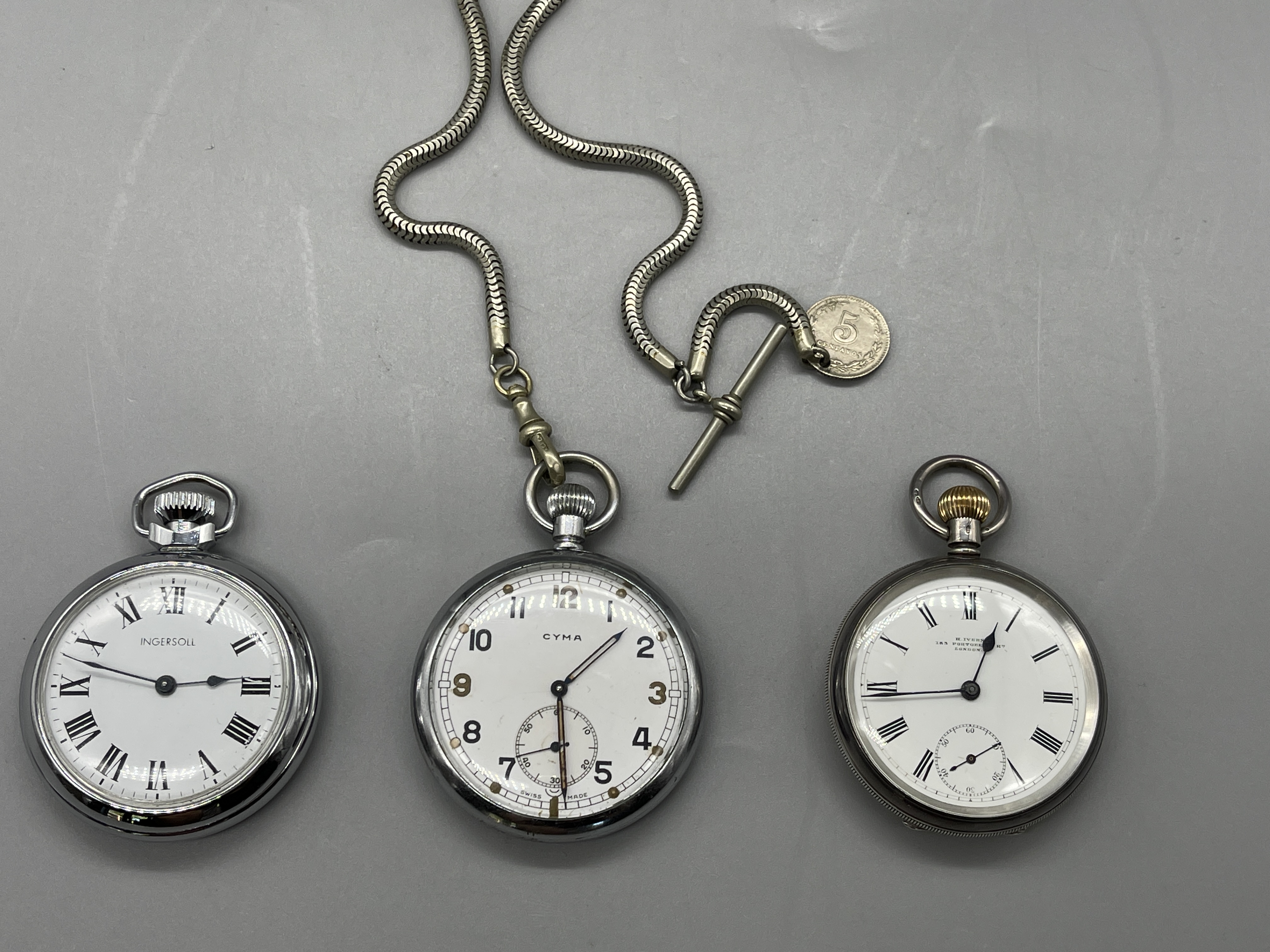 Three Fob Watches to include WW2 and Silver - Image 16 of 16