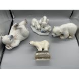 LLADRO 1443 Bearly Love Figurine-Polar Bears on Ic