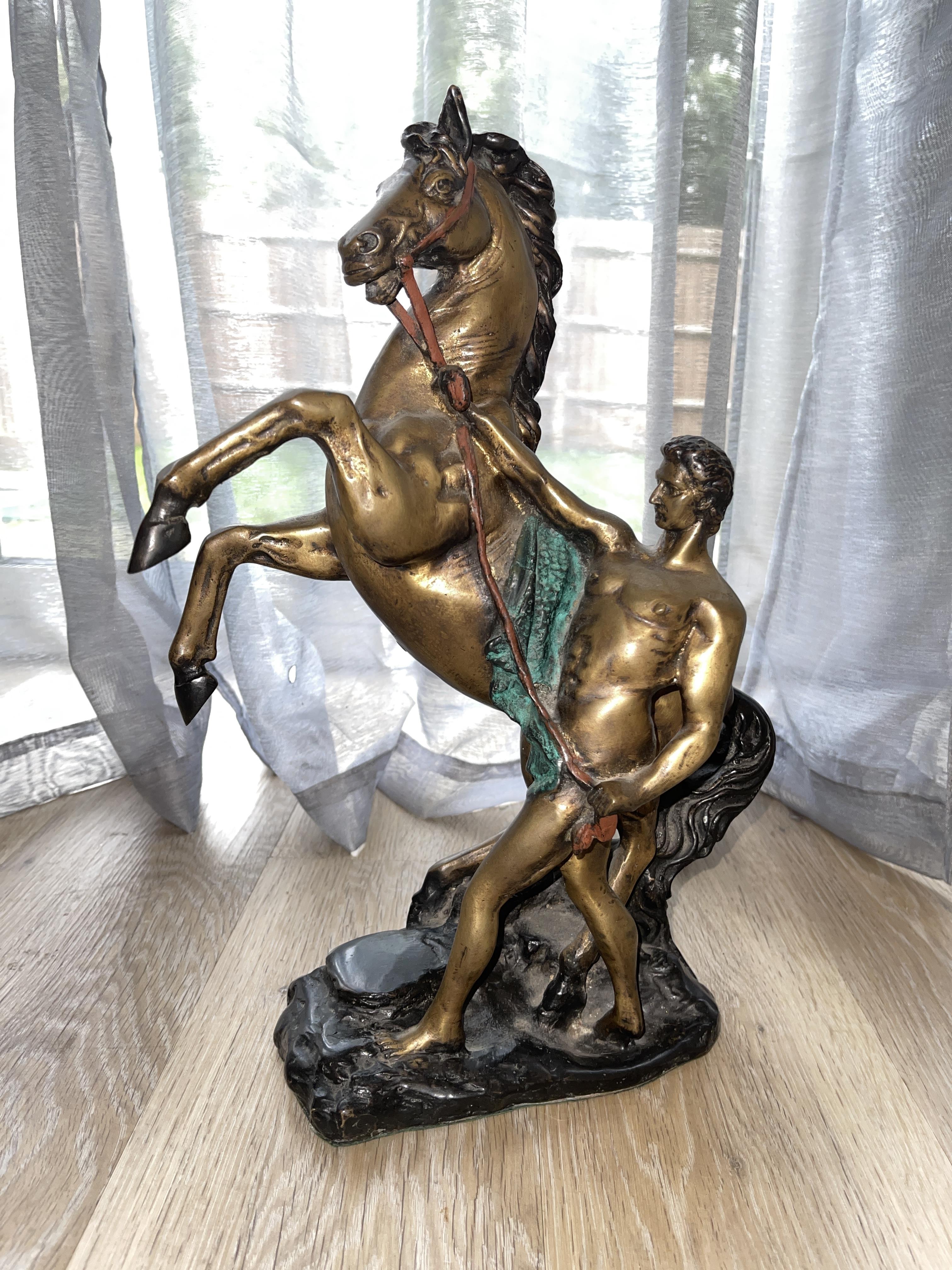 Pair of Bronze Statues - Man With Rearing Horse - Image 11 of 20