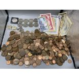 Large Quantity of Coins and World Banknotes