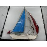 Stained Glass Sailing Boat Ornament Suncatcher Nau