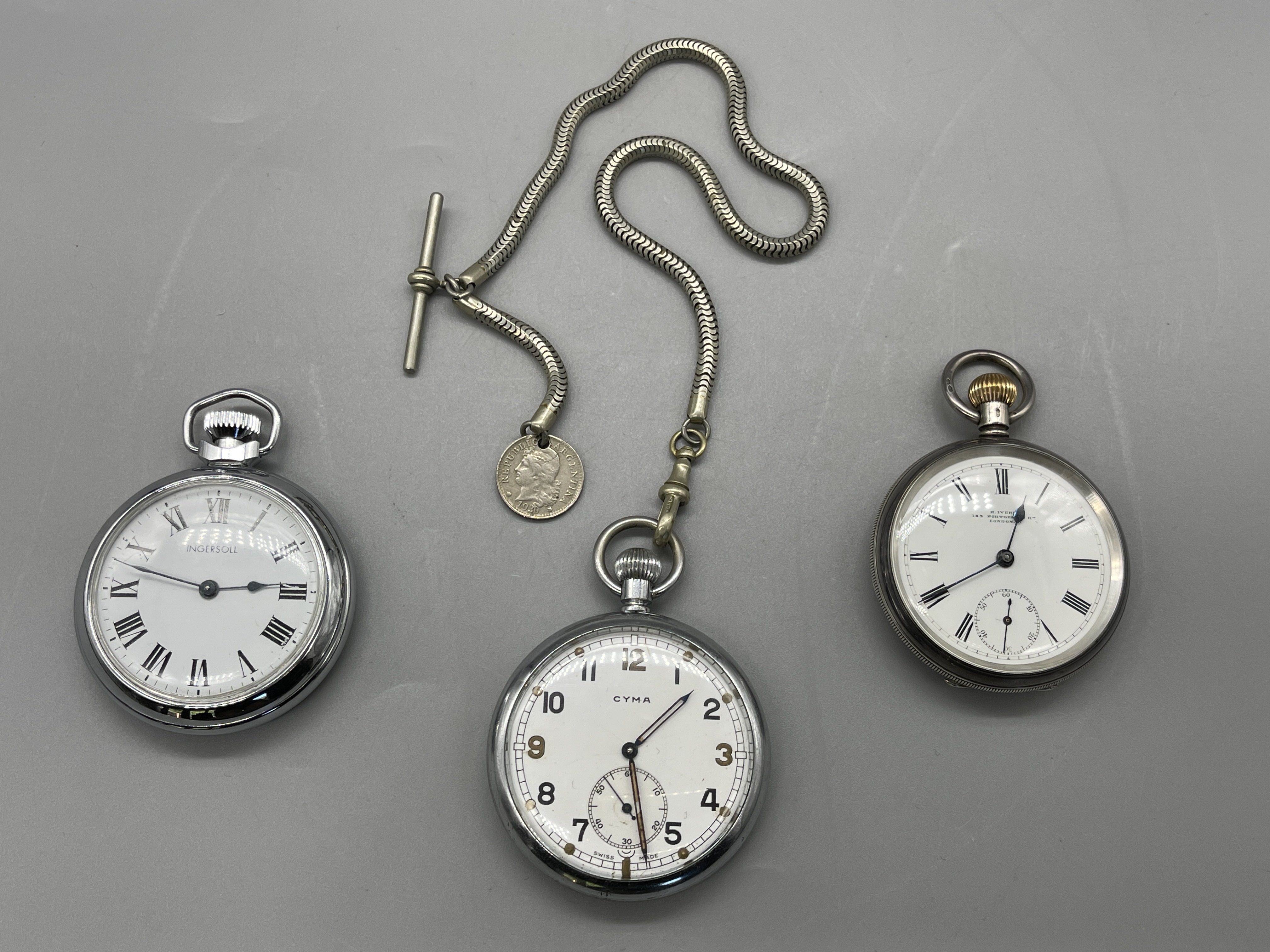 Three Fob Watches to include WW2 and Silver