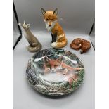 Three Fox Figurine and Limited Edition Decorative