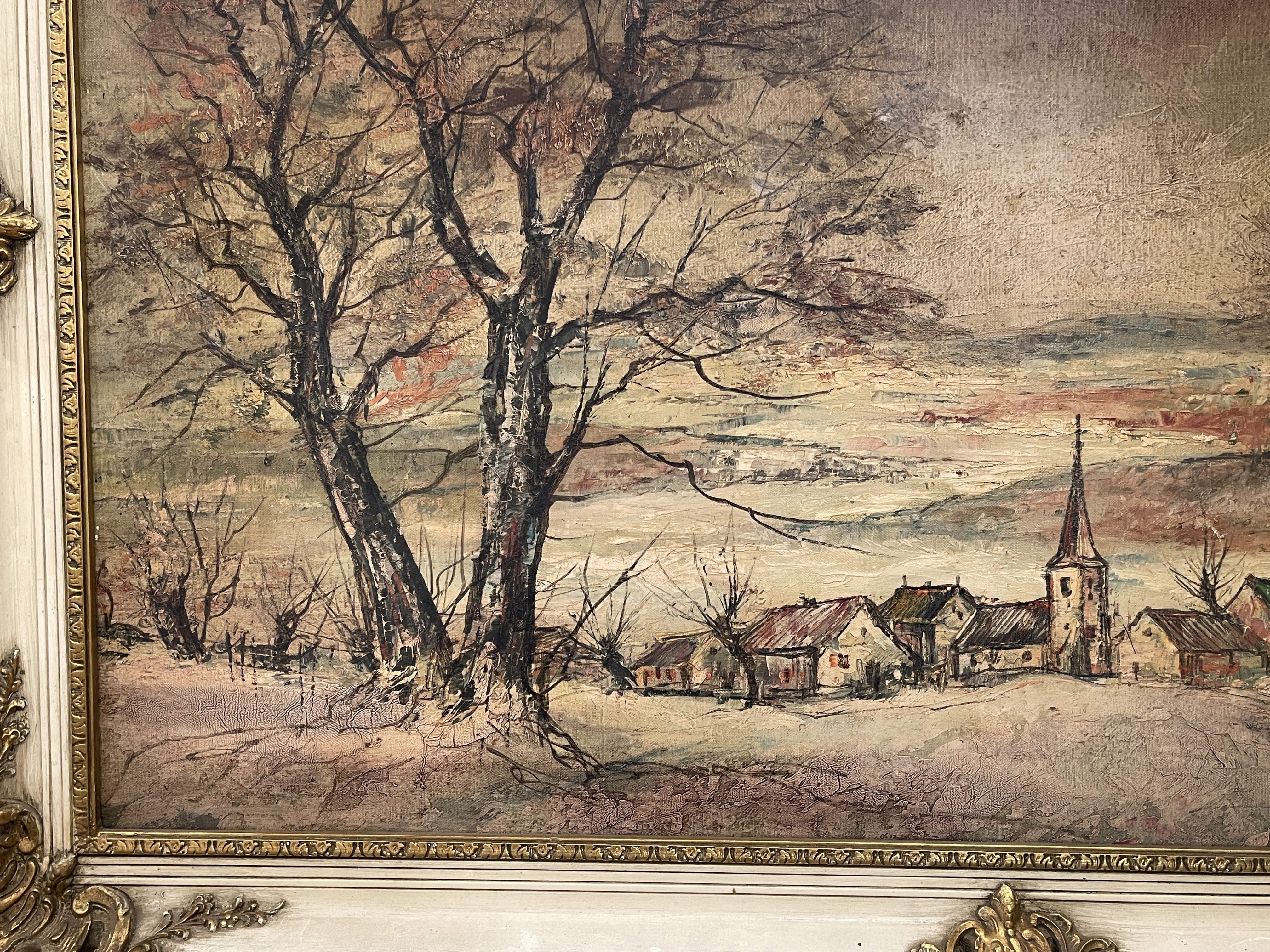 Large Framed Oil on Canvas depicting Woodland Chur - Image 5 of 11