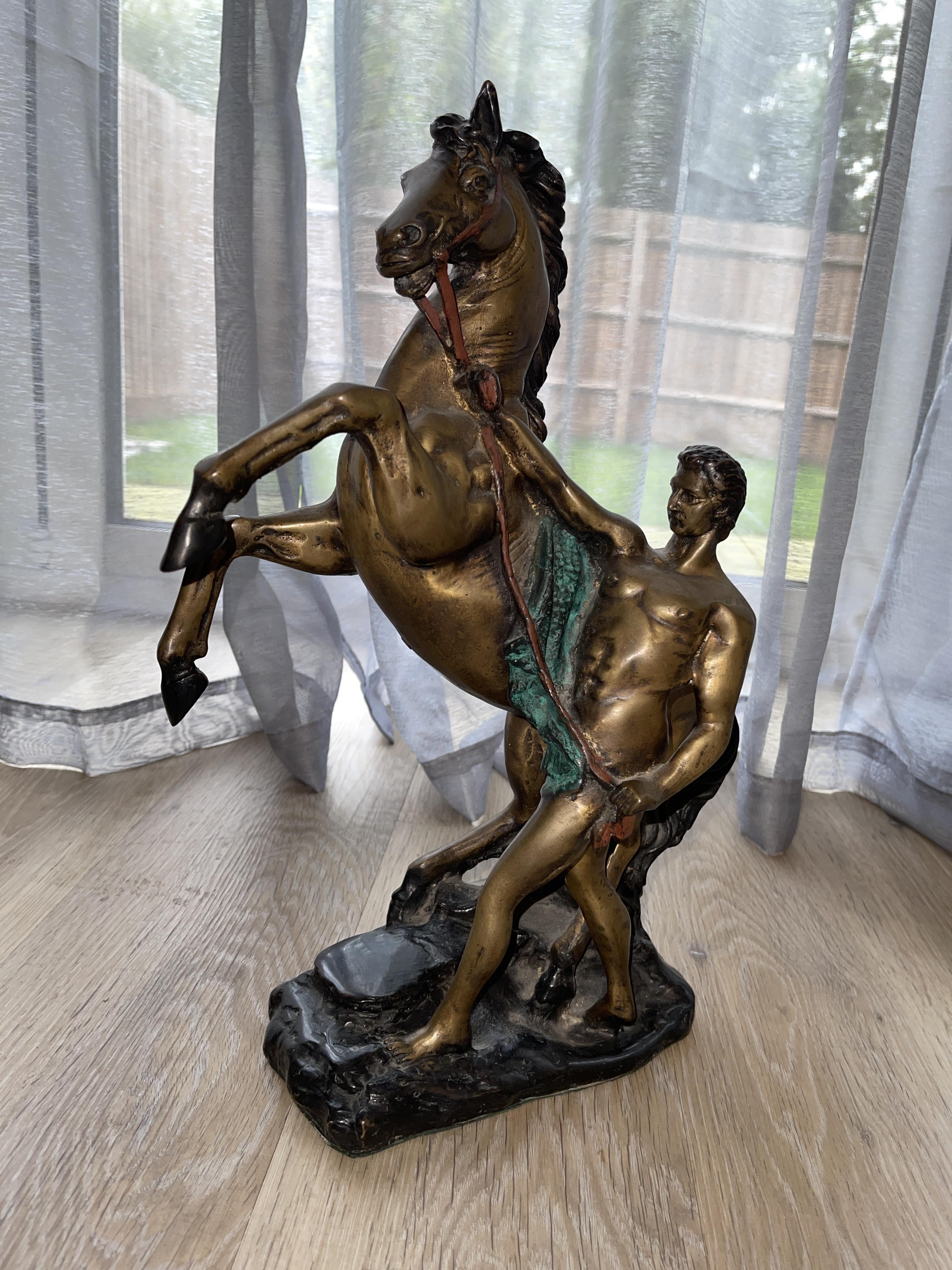 Pair of Bronze Statues - Man With Rearing Horse - Image 17 of 20