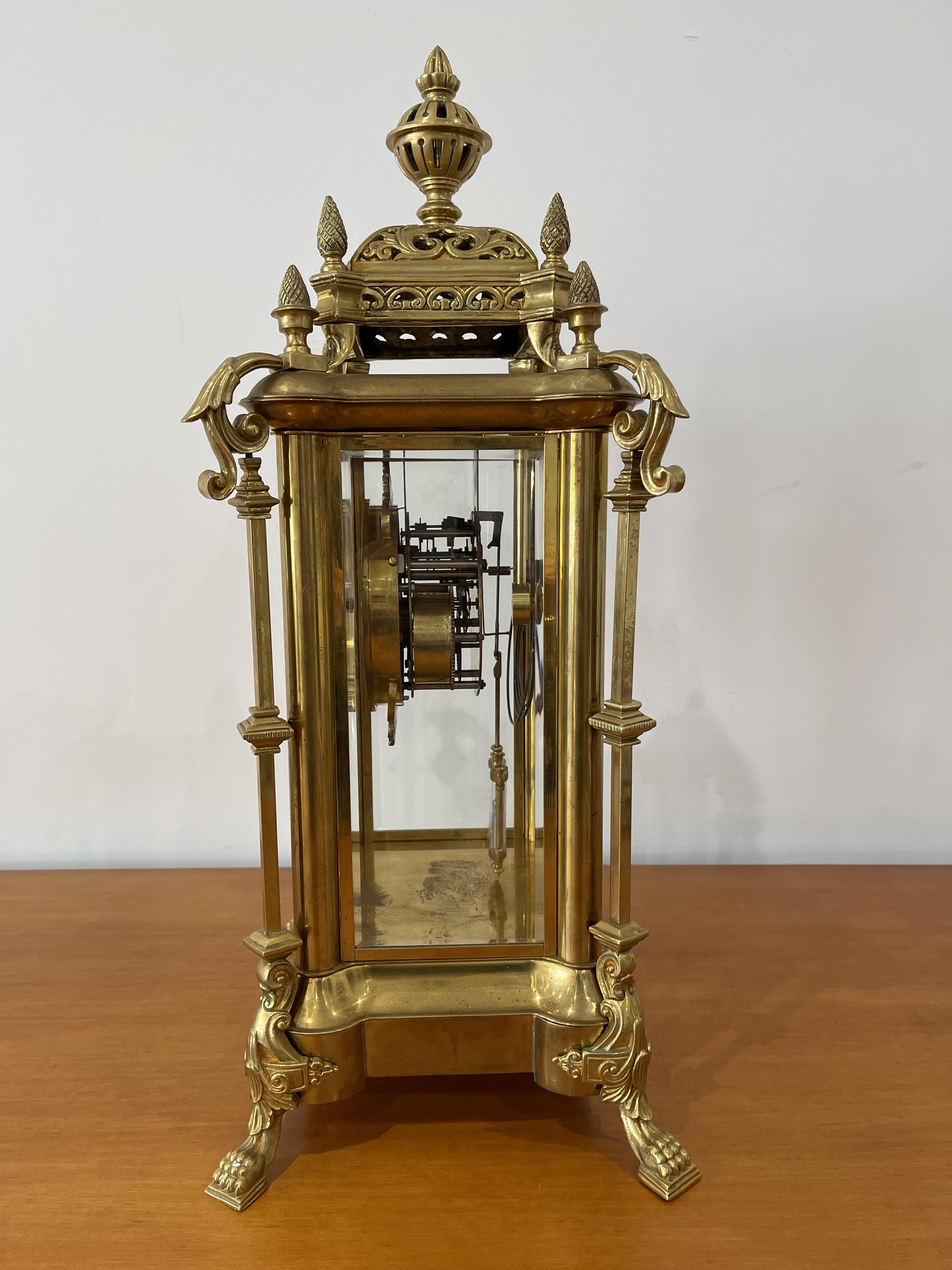 Stunning 8 Day Striking Brass Four Glass Ansonia Mantel Clock - Image 5 of 21