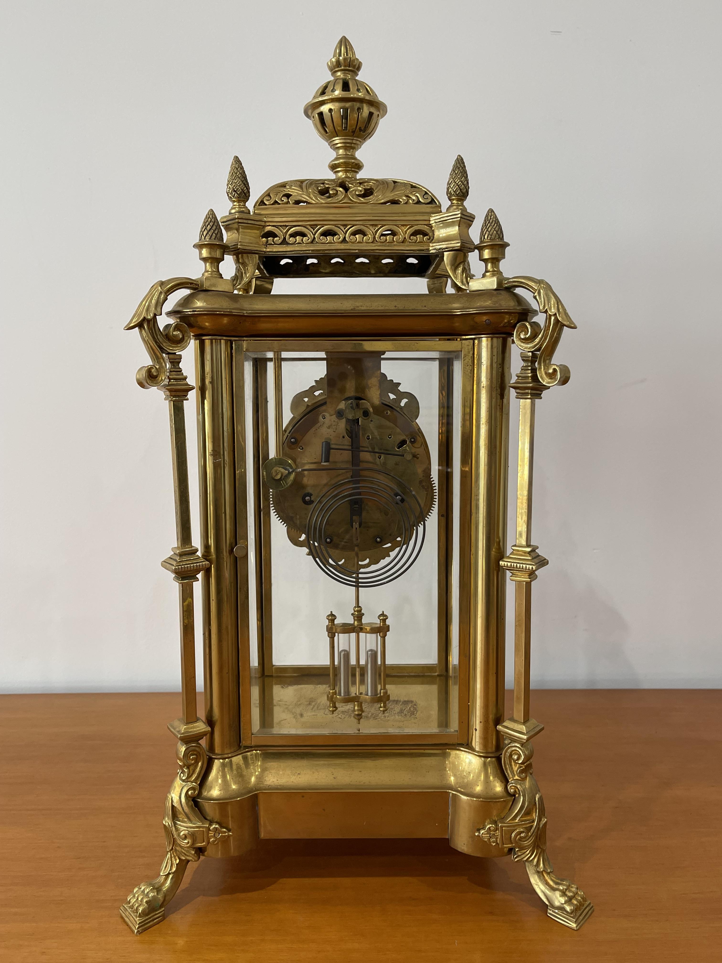 Stunning 8 Day Striking Brass Four Glass Ansonia Mantel Clock - Image 8 of 21