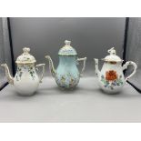 Three Herend Porcelain Coffee Pots, signed and mar