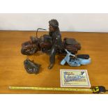 Large Wooden Motorbike with Moving Wheels, Cast Ve