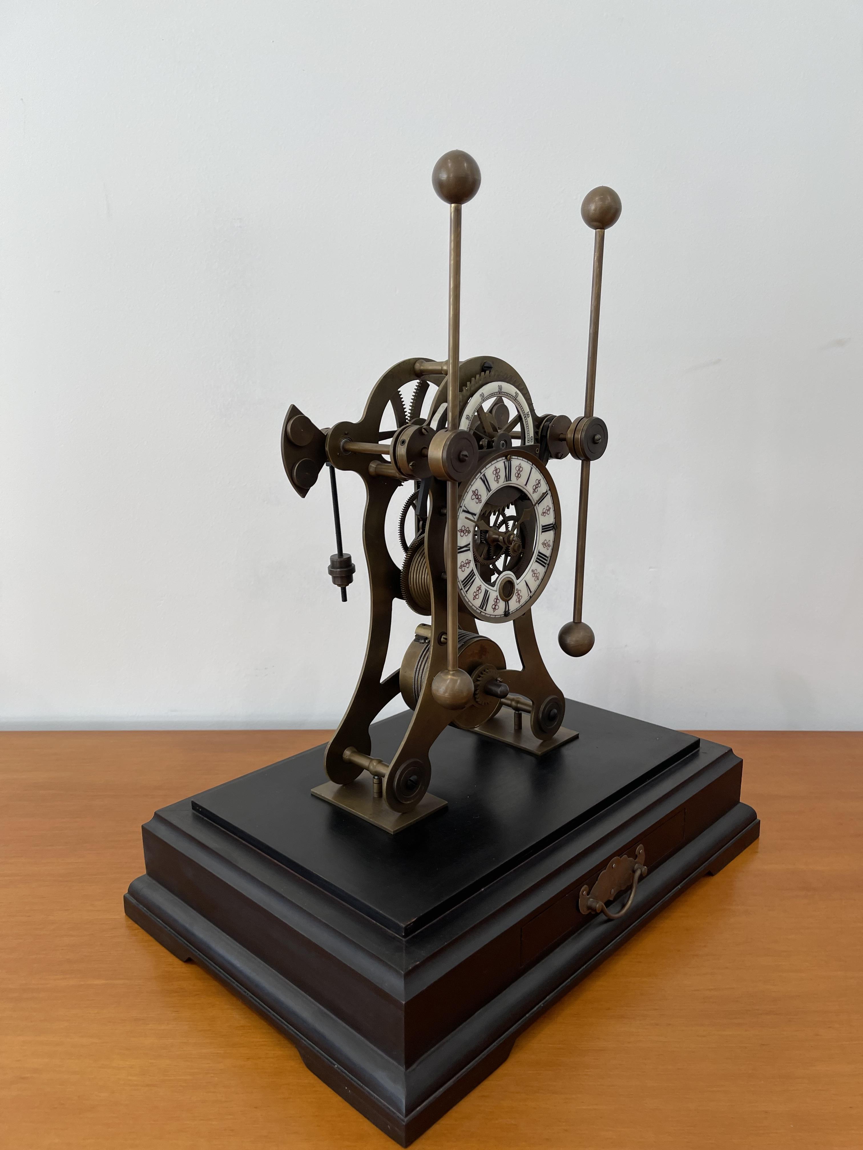 European Retro Bronze Glass Seafaring Mechanical Glasshopper Swing Table Clock - Image 8 of 19