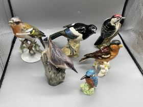 Assorted Bird Figures to include Beswick, Royal Co