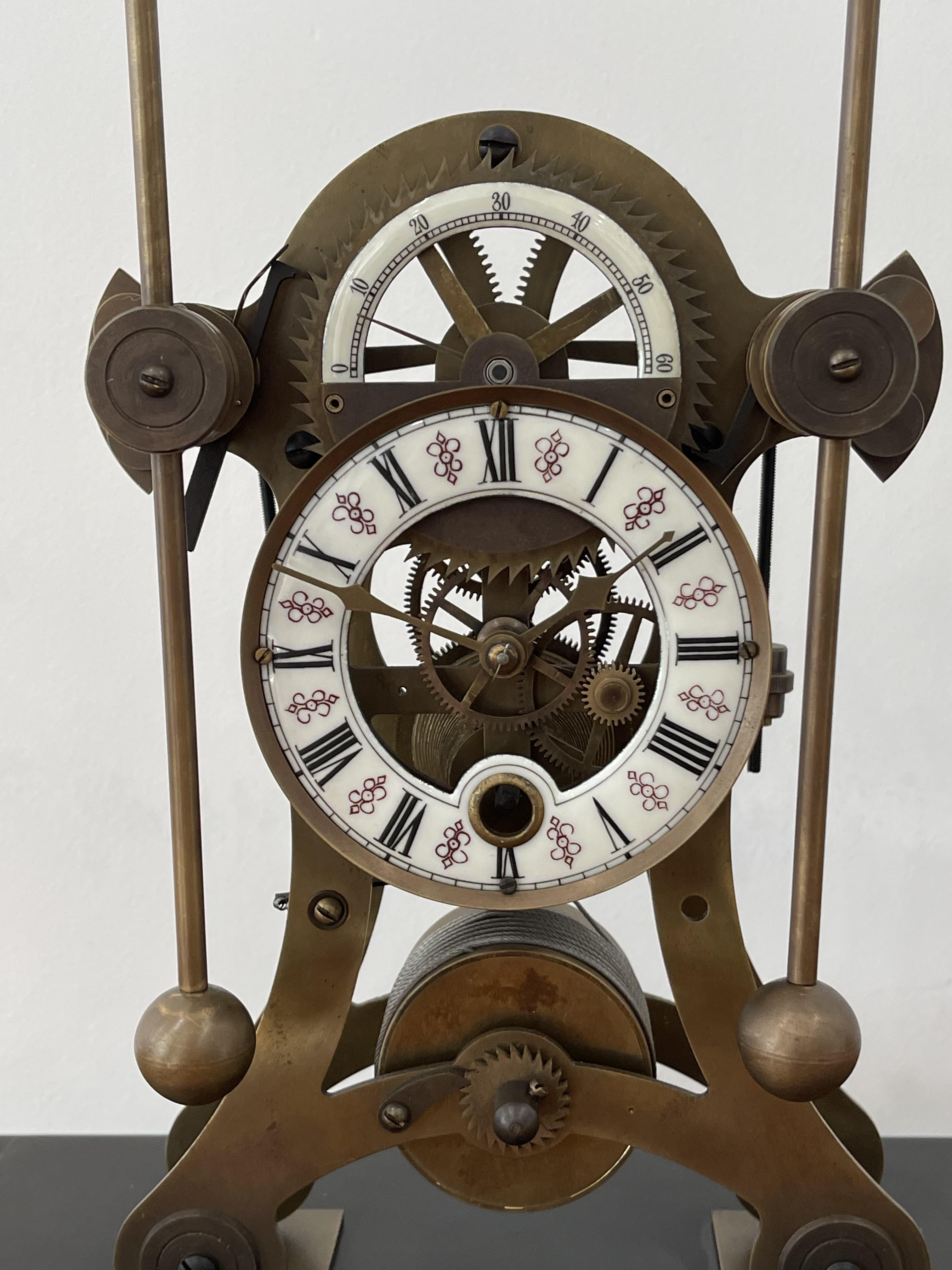European Retro Bronze Glass Seafaring Mechanical Glasshopper Swing Table Clock - Image 10 of 19