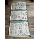 Large Original Vintage Mechanical Parts Posters.S