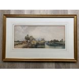 Framed Watercolour Depicting Rural Farming Scene