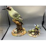 Royal Crown Darby - Green Woodpecker and Blue Tit