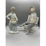 Porcelain Figure of a Boy Selling Newspaper and a