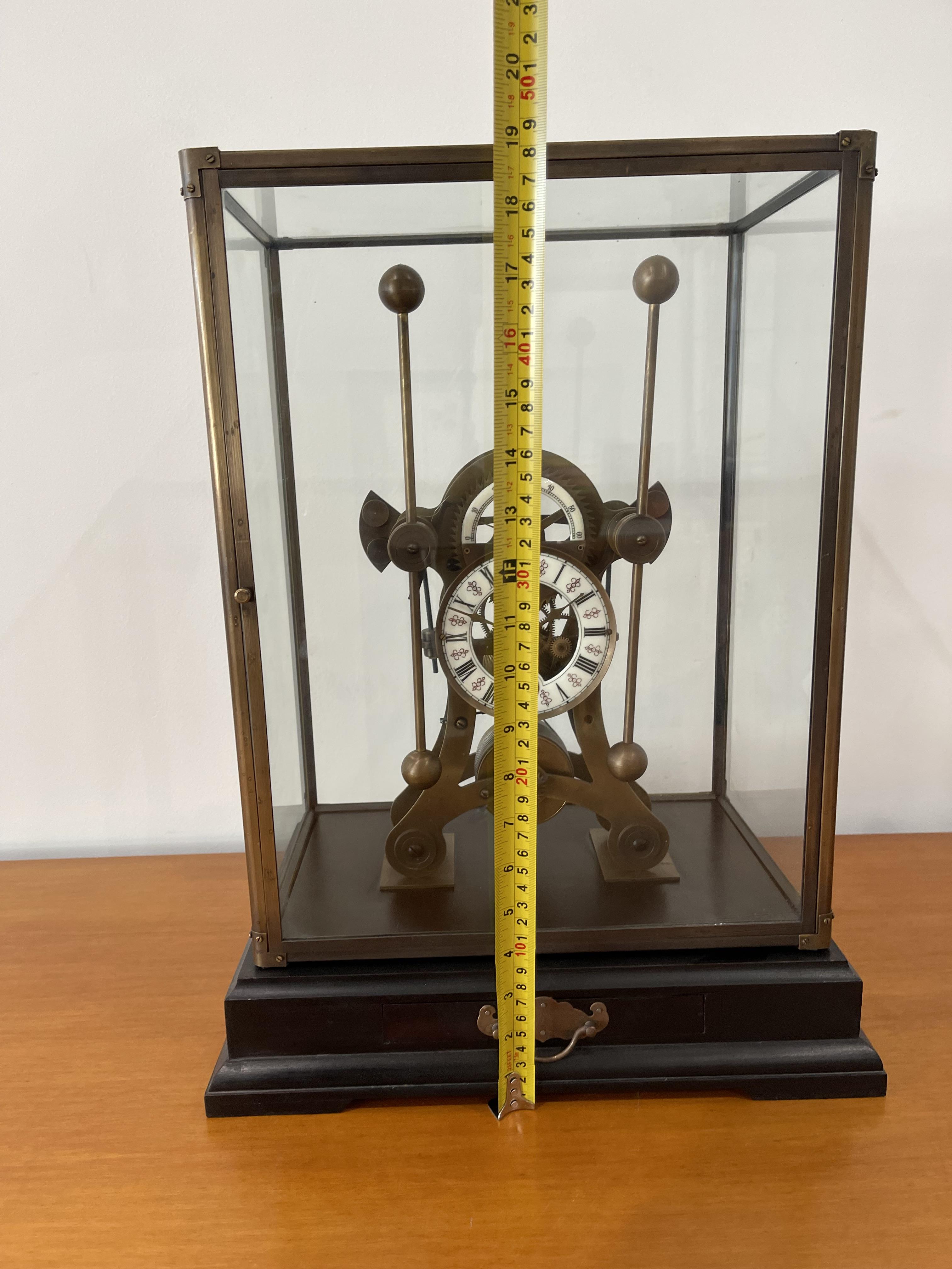 European Retro Bronze Glass Seafaring Mechanical Glasshopper Swing Table Clock - Image 18 of 19