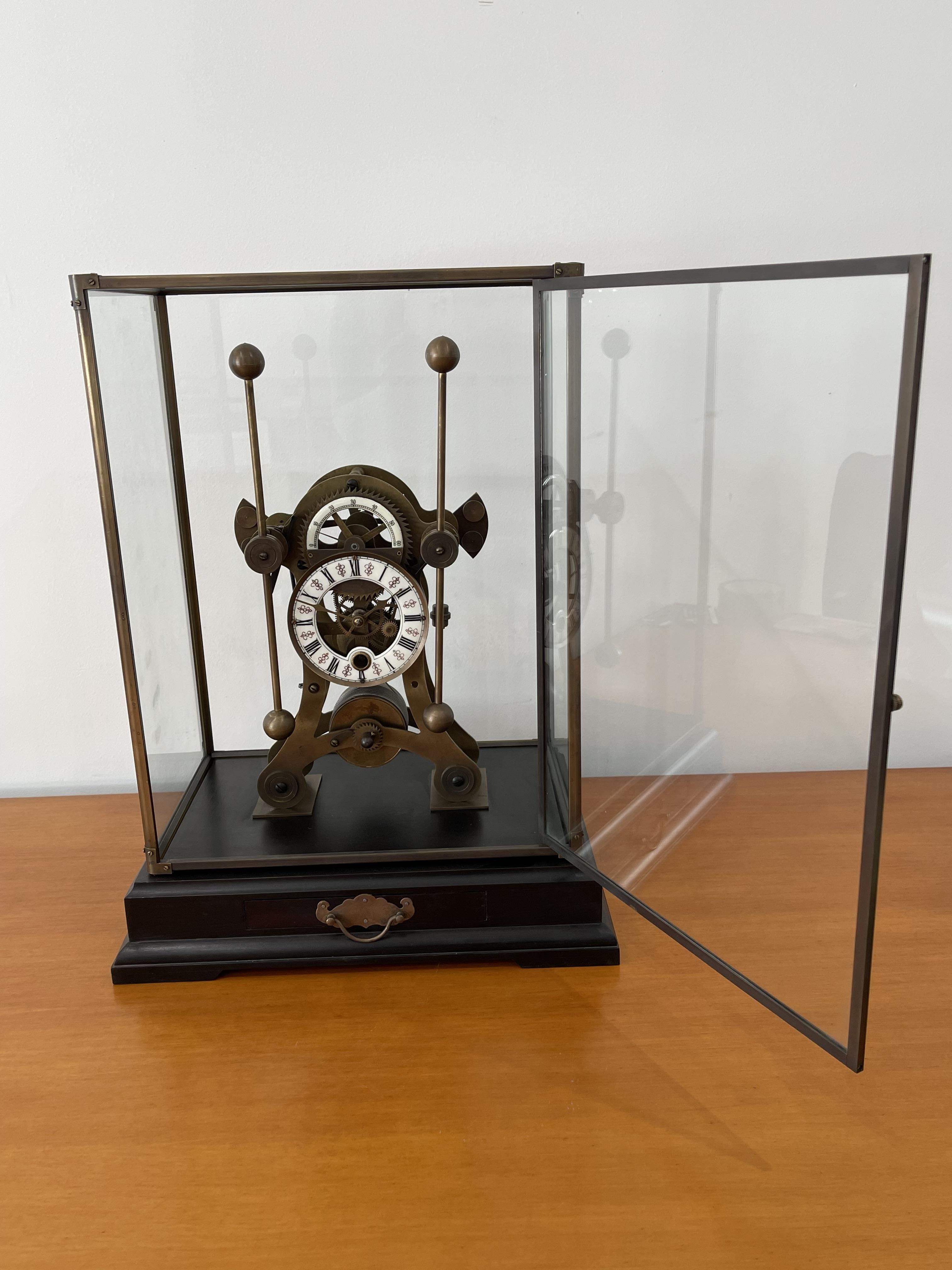 European Retro Bronze Glass Seafaring Mechanical Glasshopper Swing Table Clock - Image 16 of 19