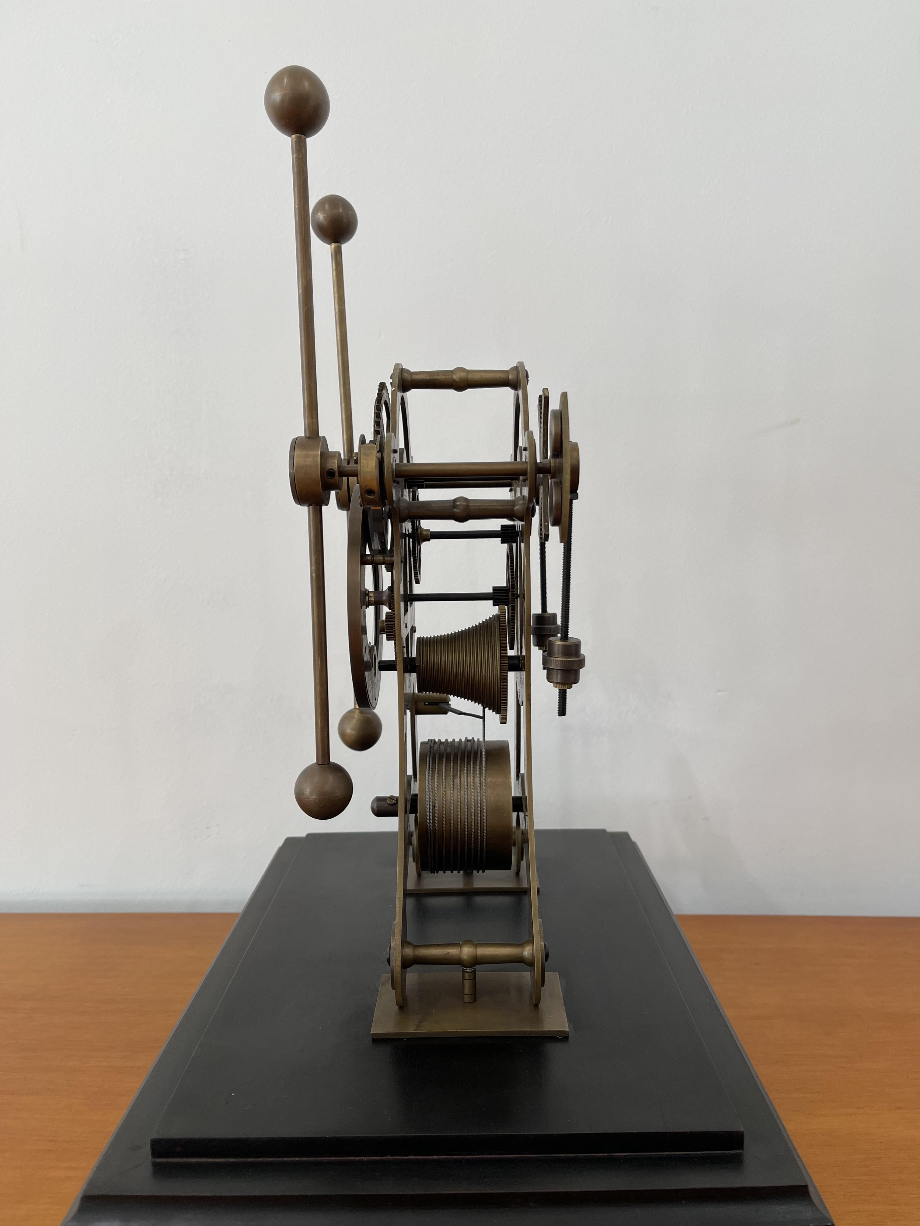 European Retro Bronze Glass Seafaring Mechanical Glasshopper Swing Table Clock - Image 5 of 19