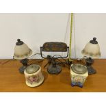 Collection of Vintage Lamps and Tea Caddies