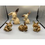 Set of 2 Sylvac and Set of 3 Goebel Rabbit Figures