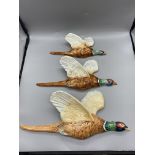 Three Vintage Beswick Graduated Pheasant In Flight