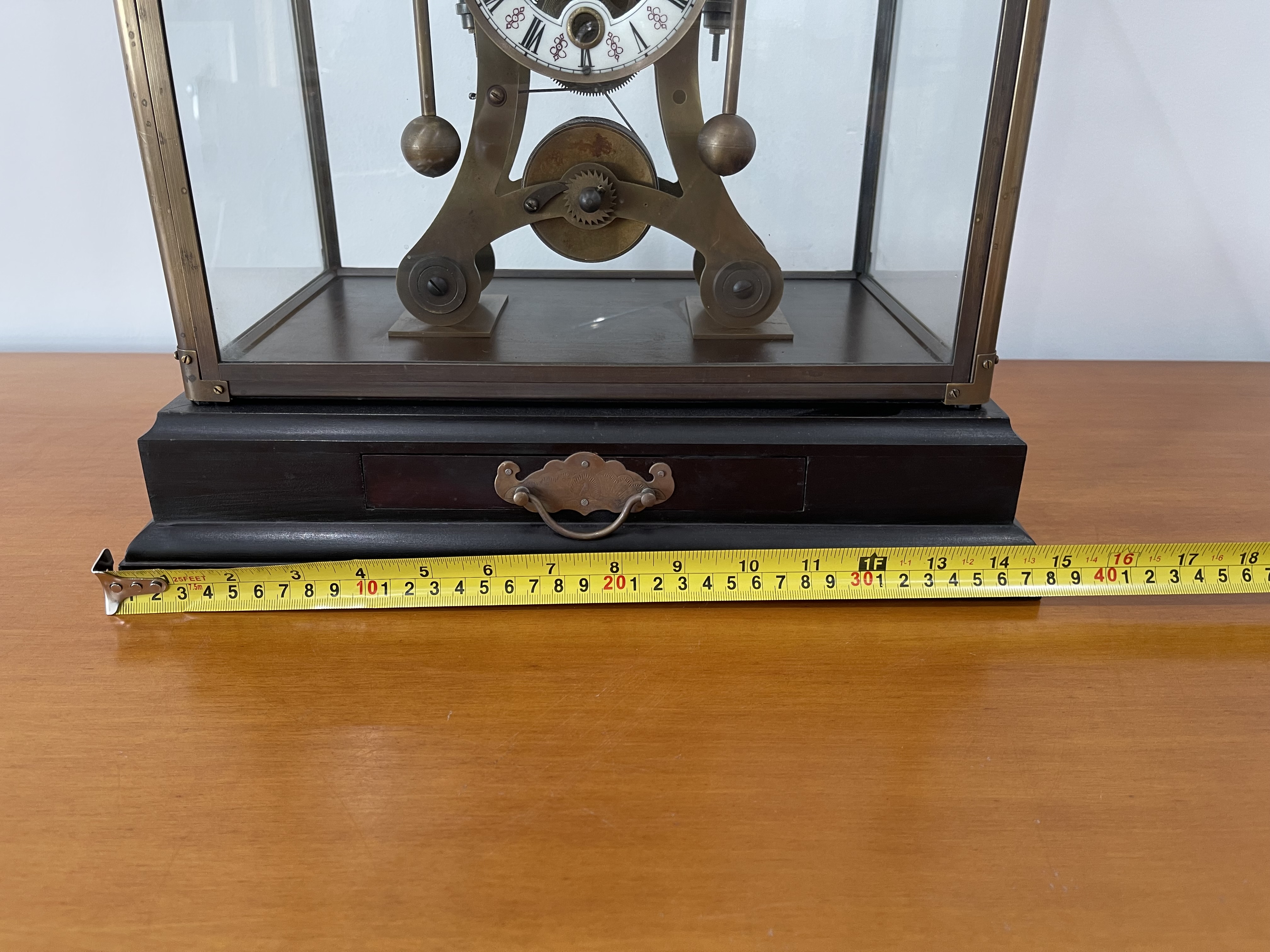European Retro Bronze Glass Seafaring Mechanical Glasshopper Swing Table Clock - Image 19 of 19
