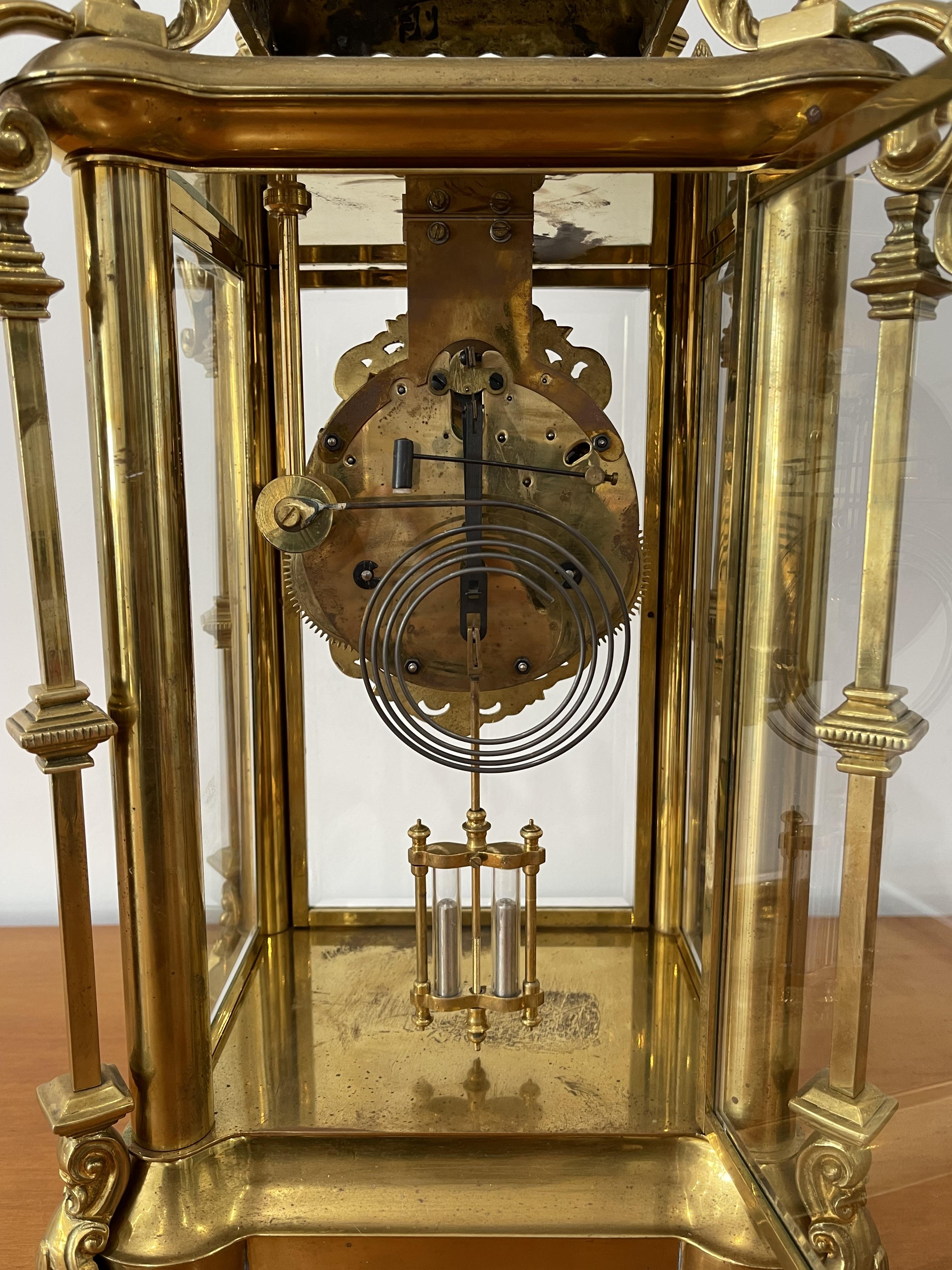 Stunning 8 Day Striking Brass Four Glass Ansonia Mantel Clock - Image 9 of 21