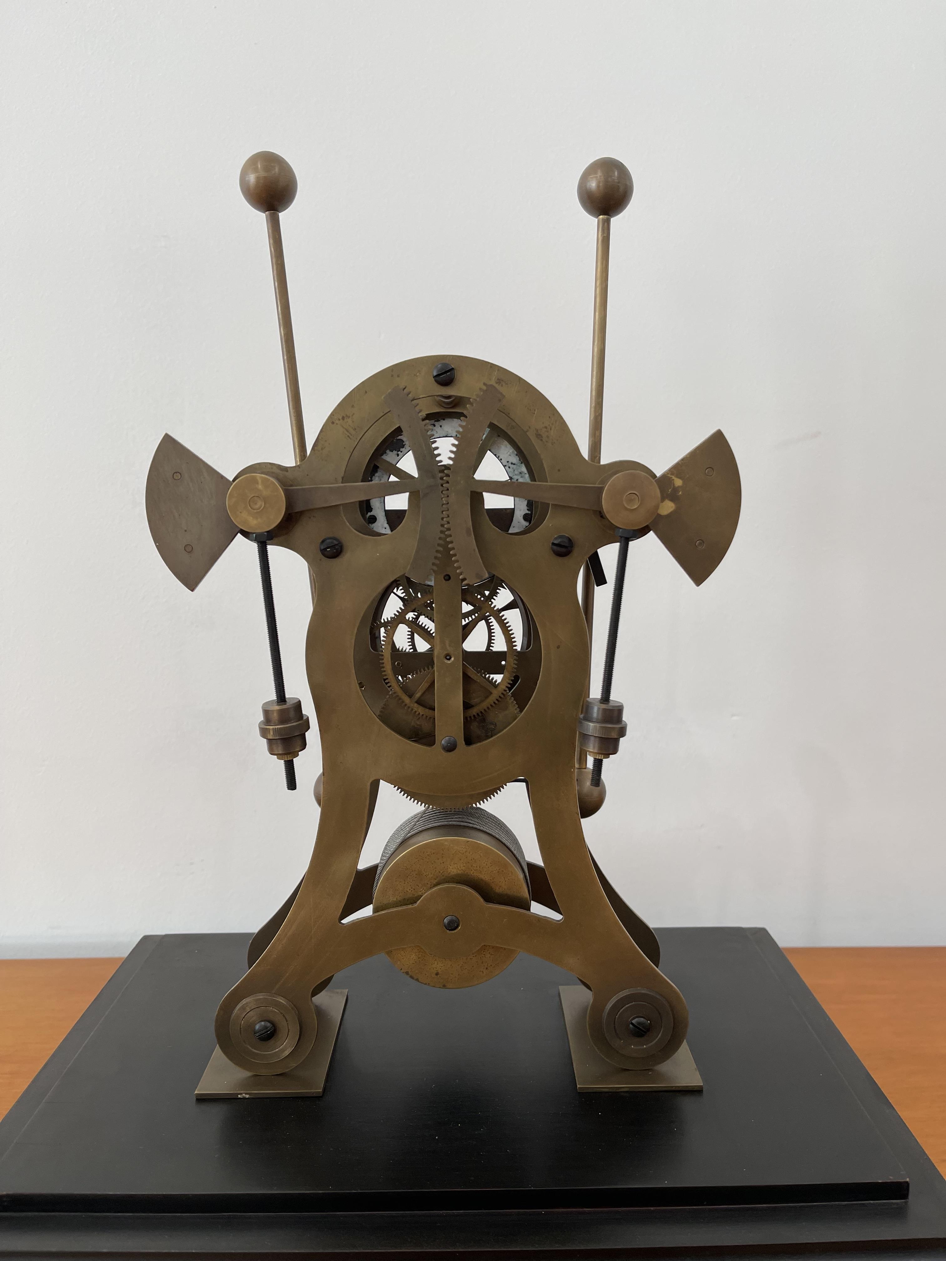 European Retro Bronze Glass Seafaring Mechanical Glasshopper Swing Table Clock - Image 6 of 19