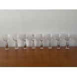 Eight Heavy-Based Wine Glasses, 3 Frosted, 5 Clear