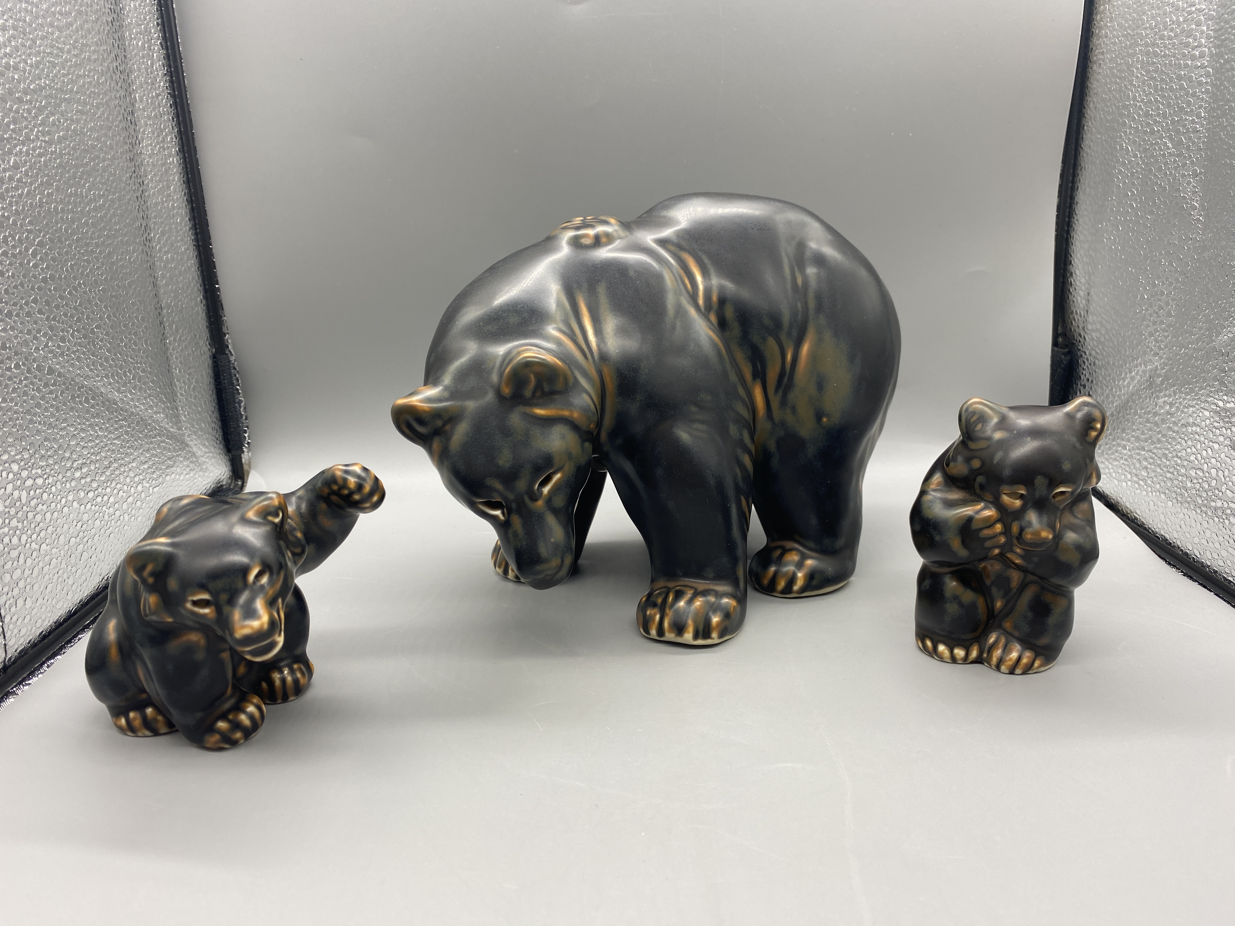 Three Royal Copenhagen Bear Figures Great Conditi