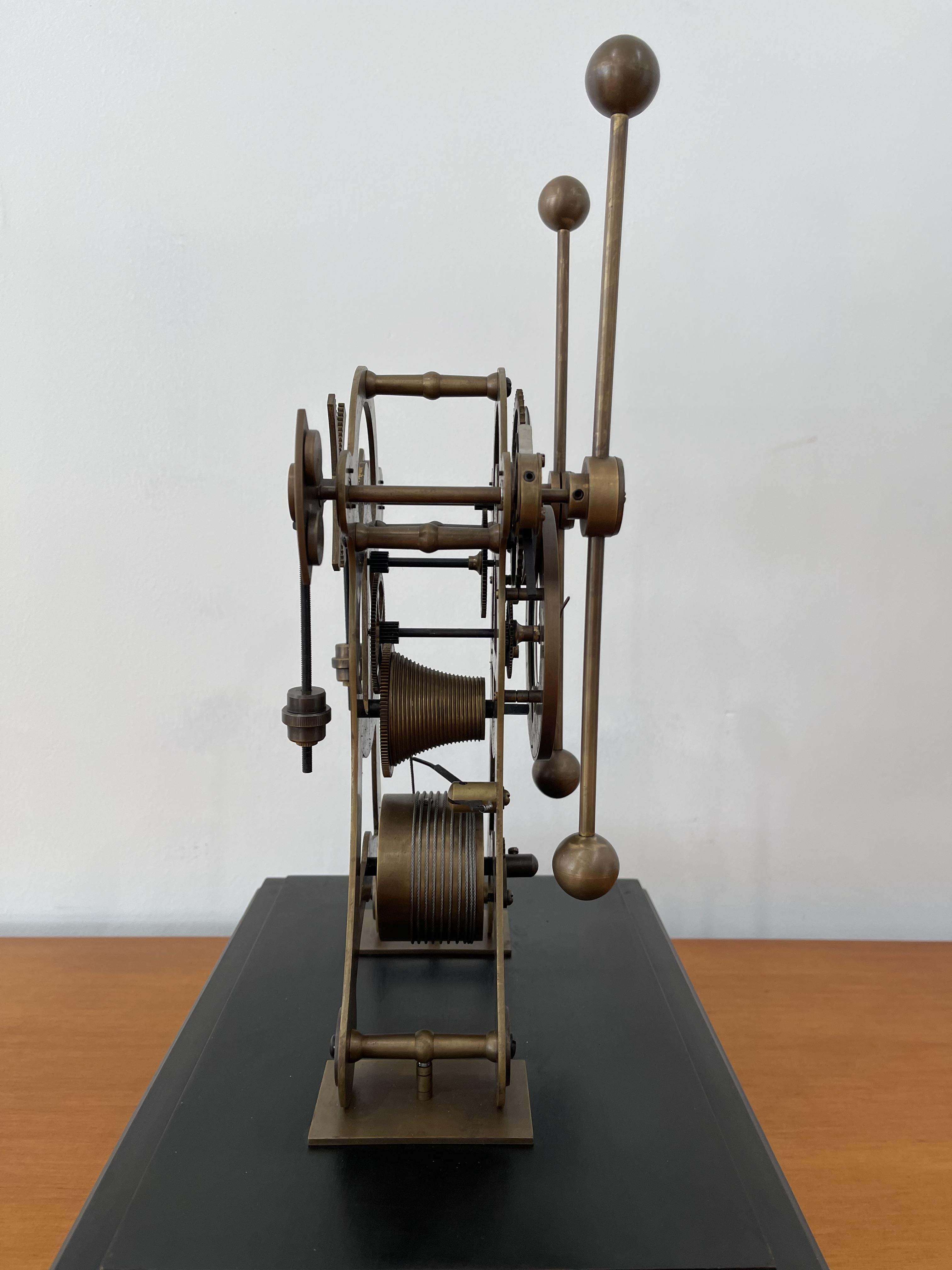 European Retro Bronze Glass Seafaring Mechanical Glasshopper Swing Table Clock - Image 7 of 19
