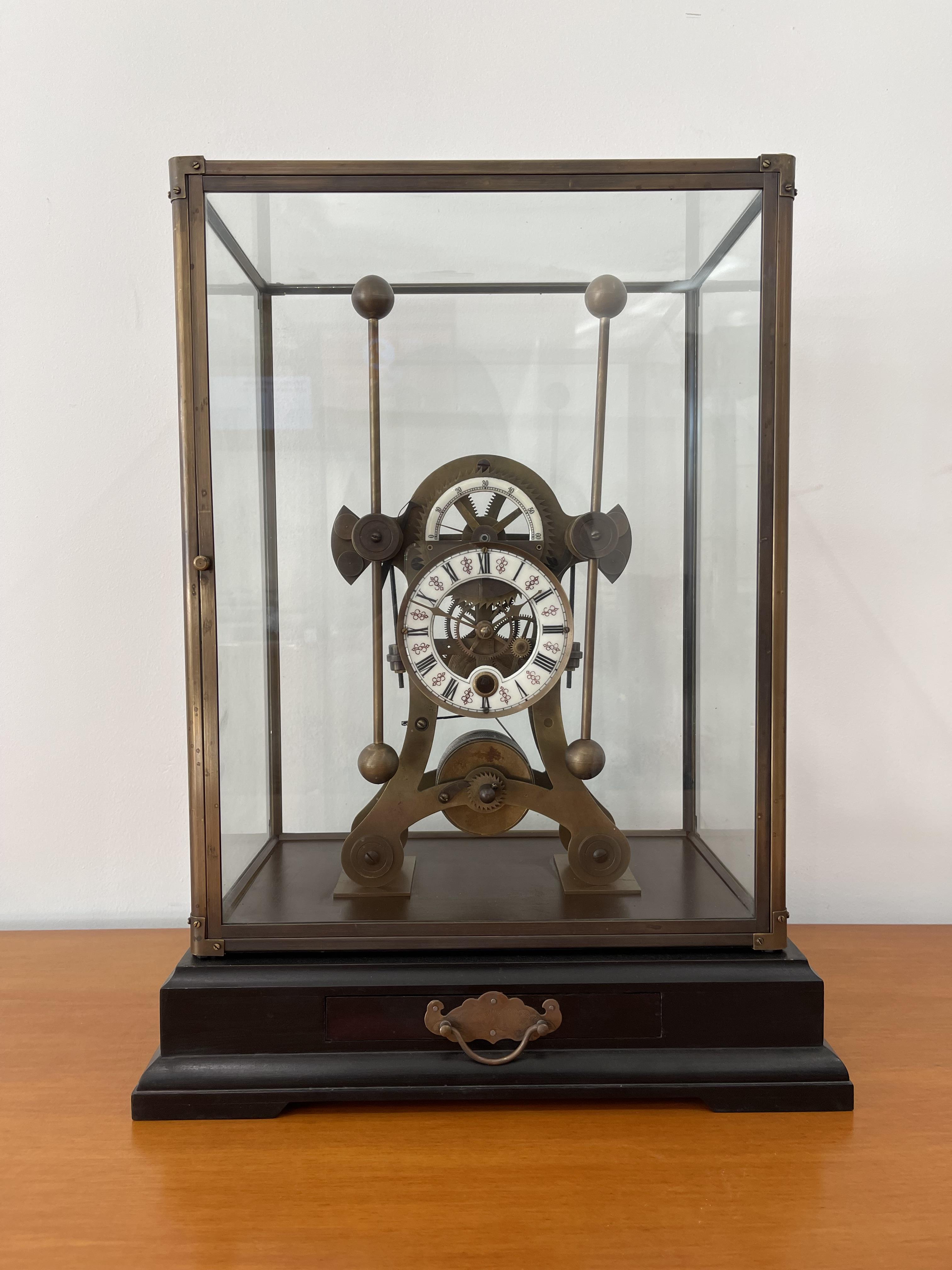 European Retro Bronze Glass Seafaring Mechanical Glasshopper Swing Table Clock - Image 2 of 19