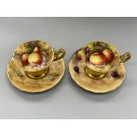 Fine Royal Worcester Cabinet Cups and Saucers Grea