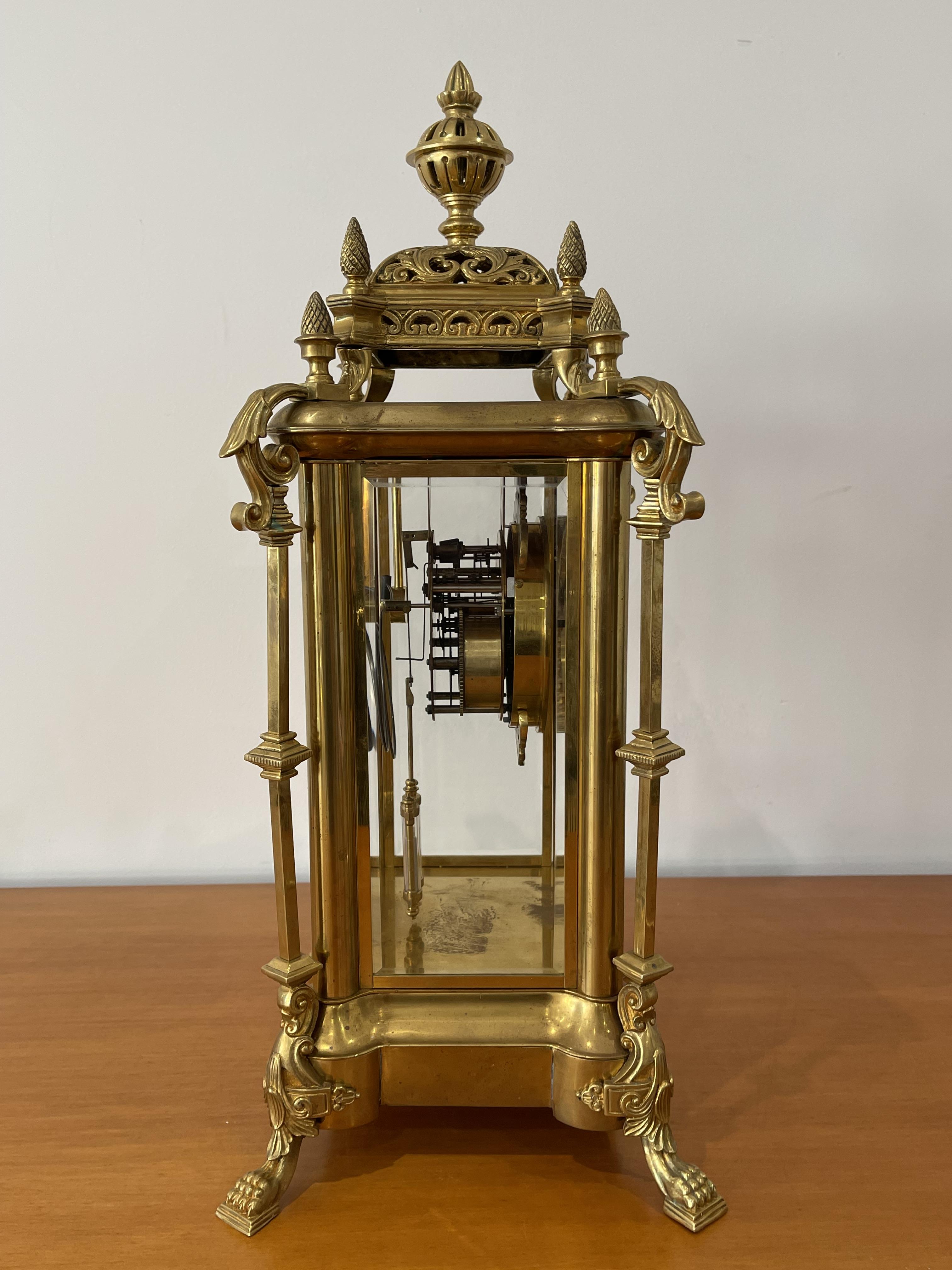 Stunning 8 Day Striking Brass Four Glass Ansonia Mantel Clock - Image 14 of 21
