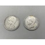 Pair of Spanish 1871 5 Pesetas