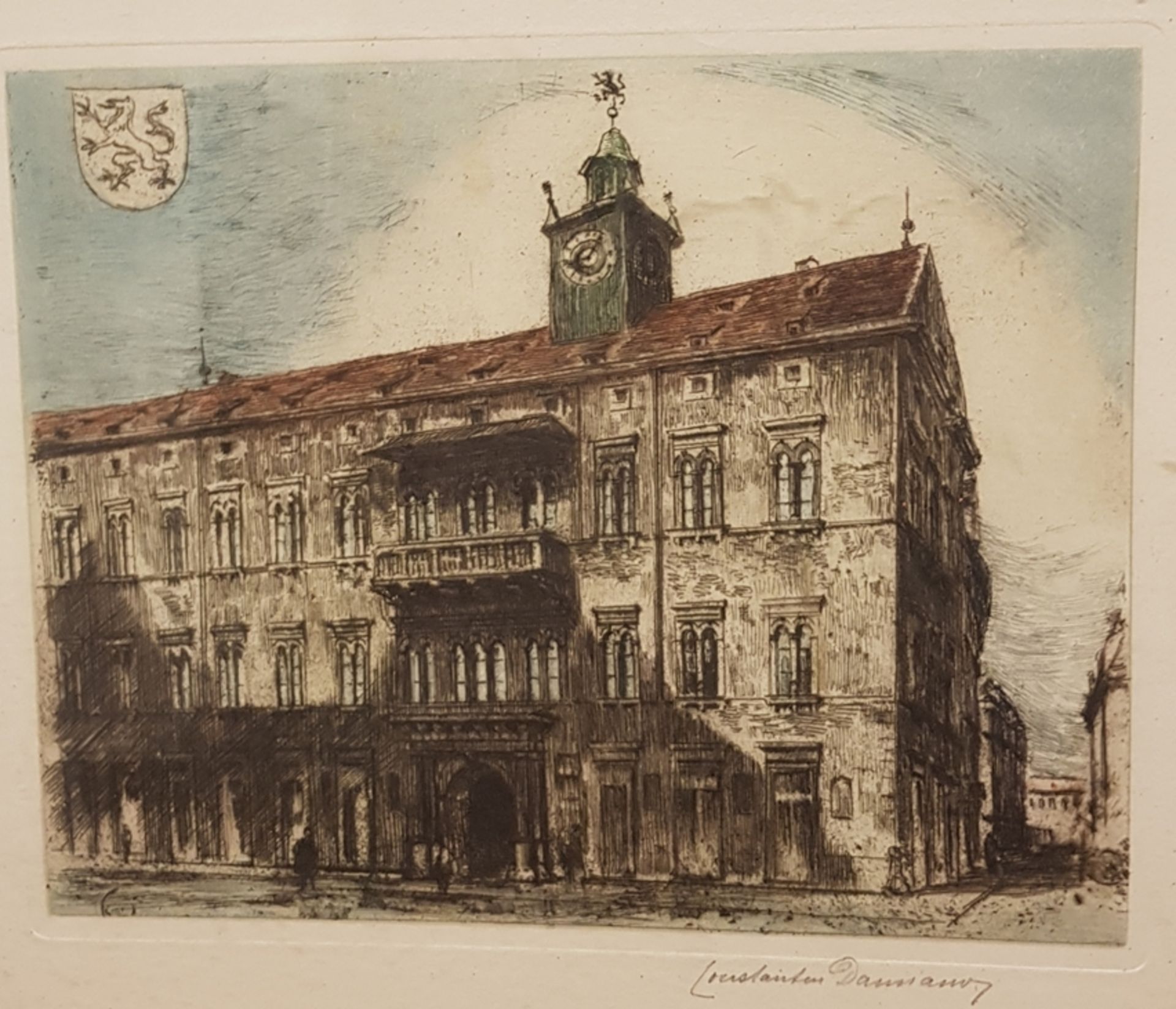 Constantin Damianos (Wien 1869- 1953 Graz) , Radierung in Farbe, orignal signie