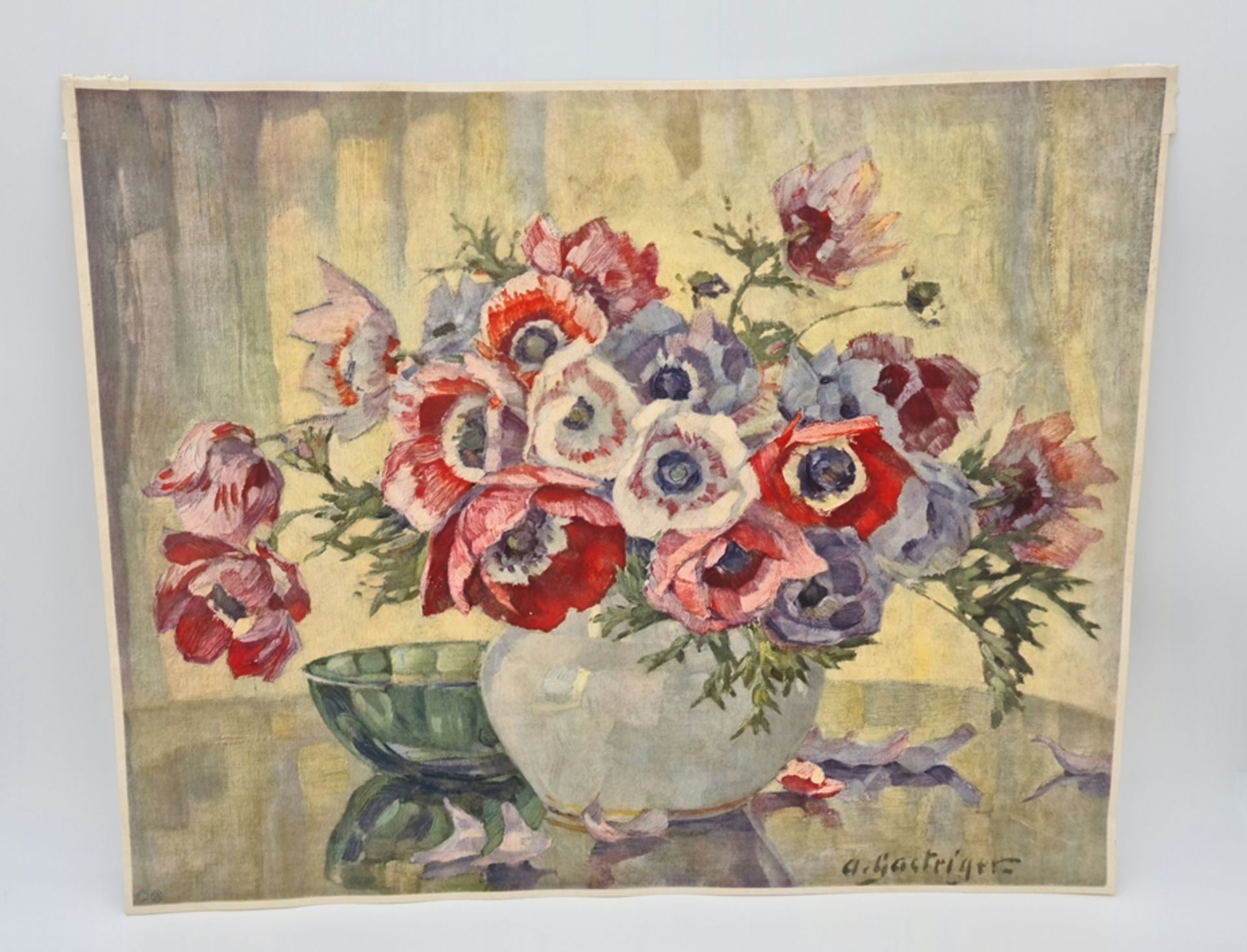 Anna Gasteiger (1877-1954) Blumenstilleben, alter Druck 1930er Jahre , Blattgr - Bild 2 aus 2