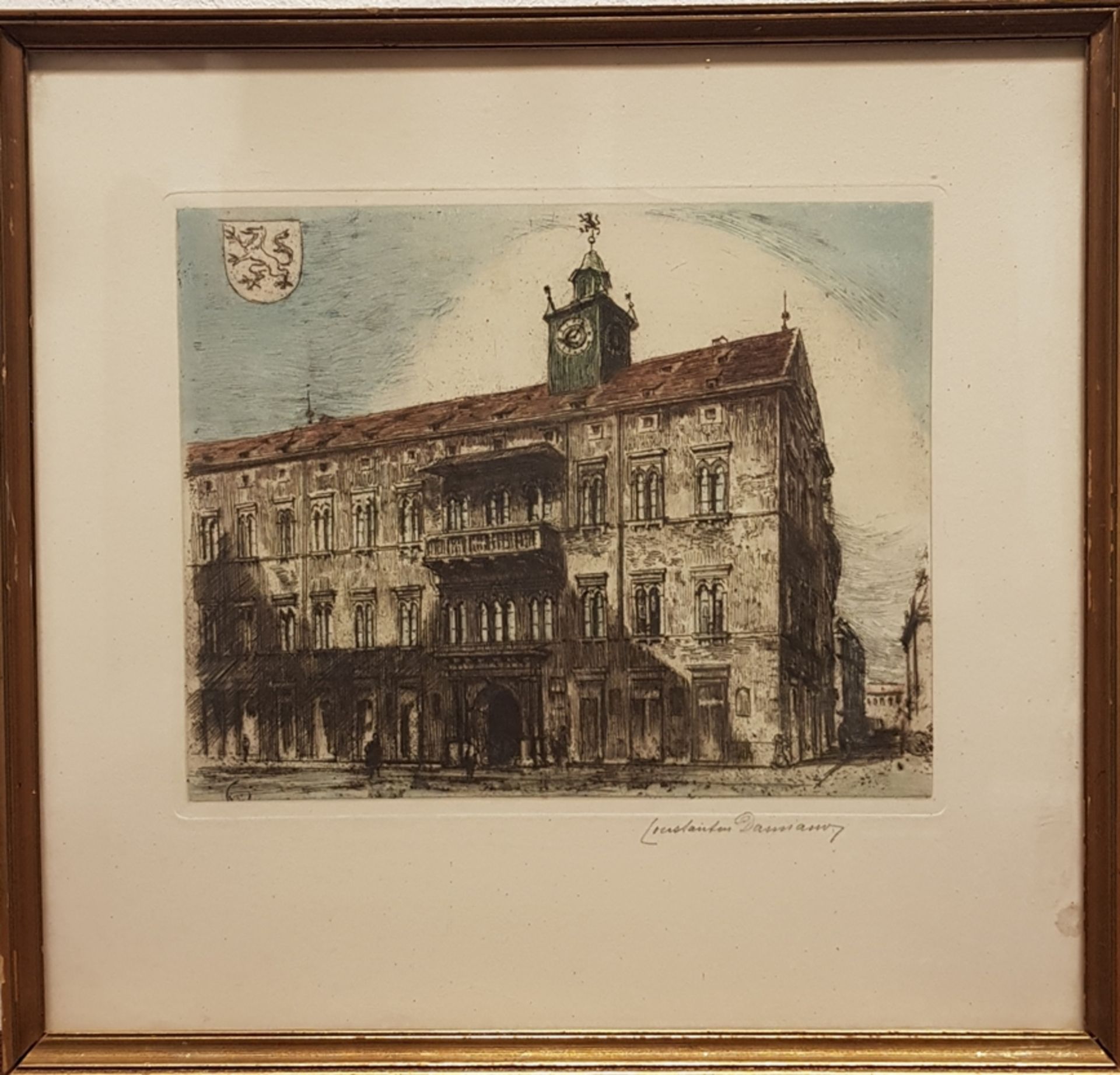 Constantin Damianos (Wien 1869- 1953 Graz) , Radierung in Farbe, orignal signie - Image 2 of 2