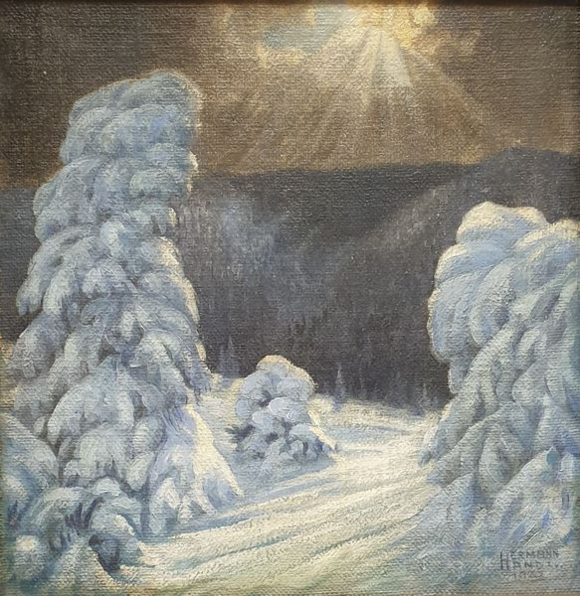 Hermann Handl (Ofen/Pest 1891-1964 Zell/See) , Wintersonne , signiert , datiert