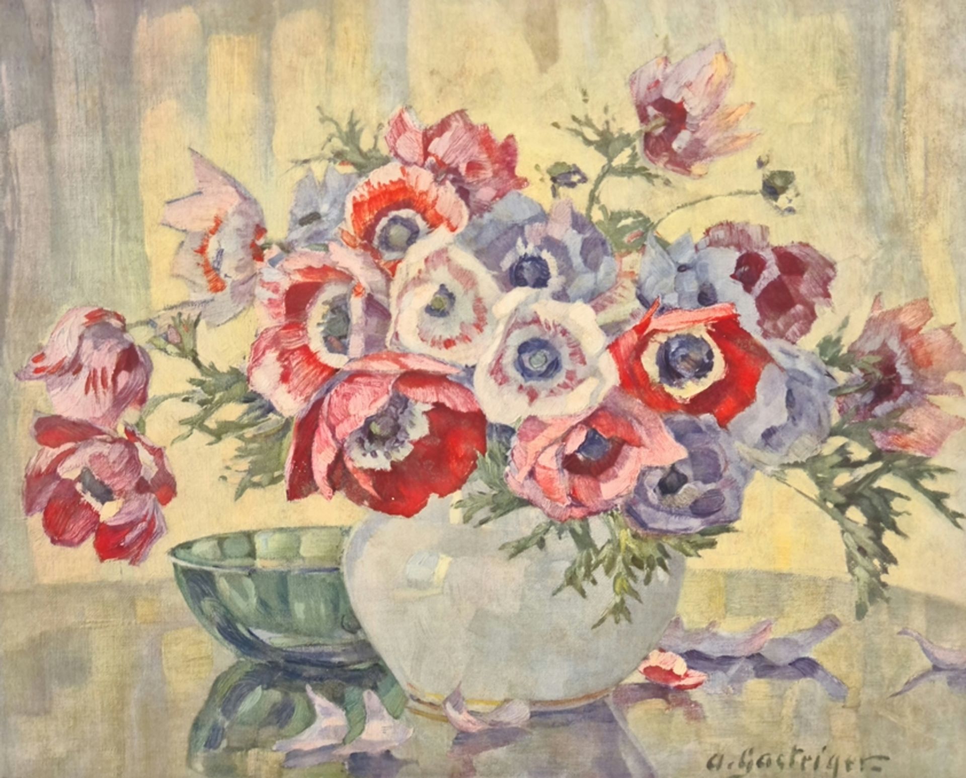 Anna Gasteiger (1877-1954) Blumenstilleben, alter Druck 1930er Jahre , Blattgr