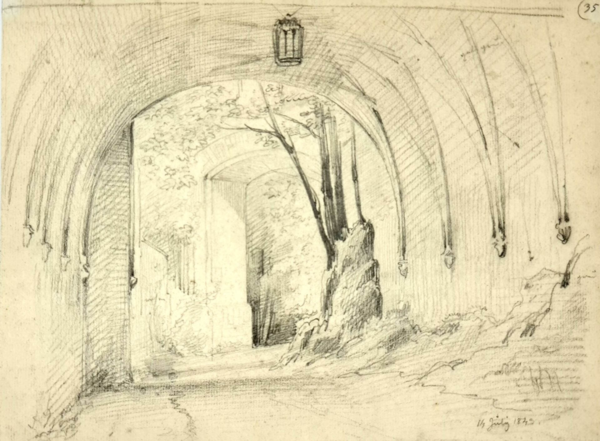 J. Tischbein , Gotisches Gewölbe ,Zeichnung auf Büttenpapier, datiert: 14. July