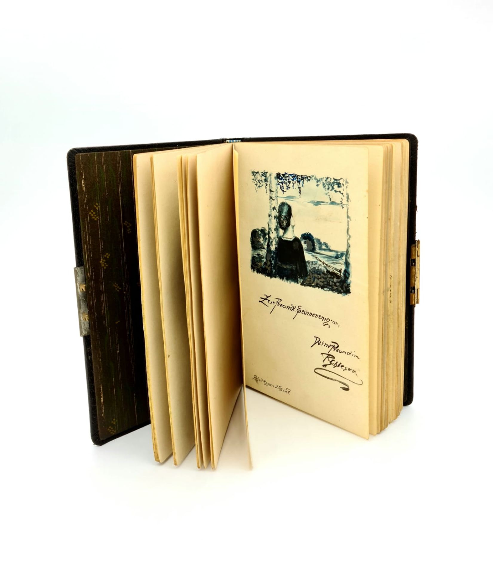 Poesiealbum aus den 1920er Jahren mit mehreren Aquarellen und Gedichten, Größe: ca. 19x13cm,