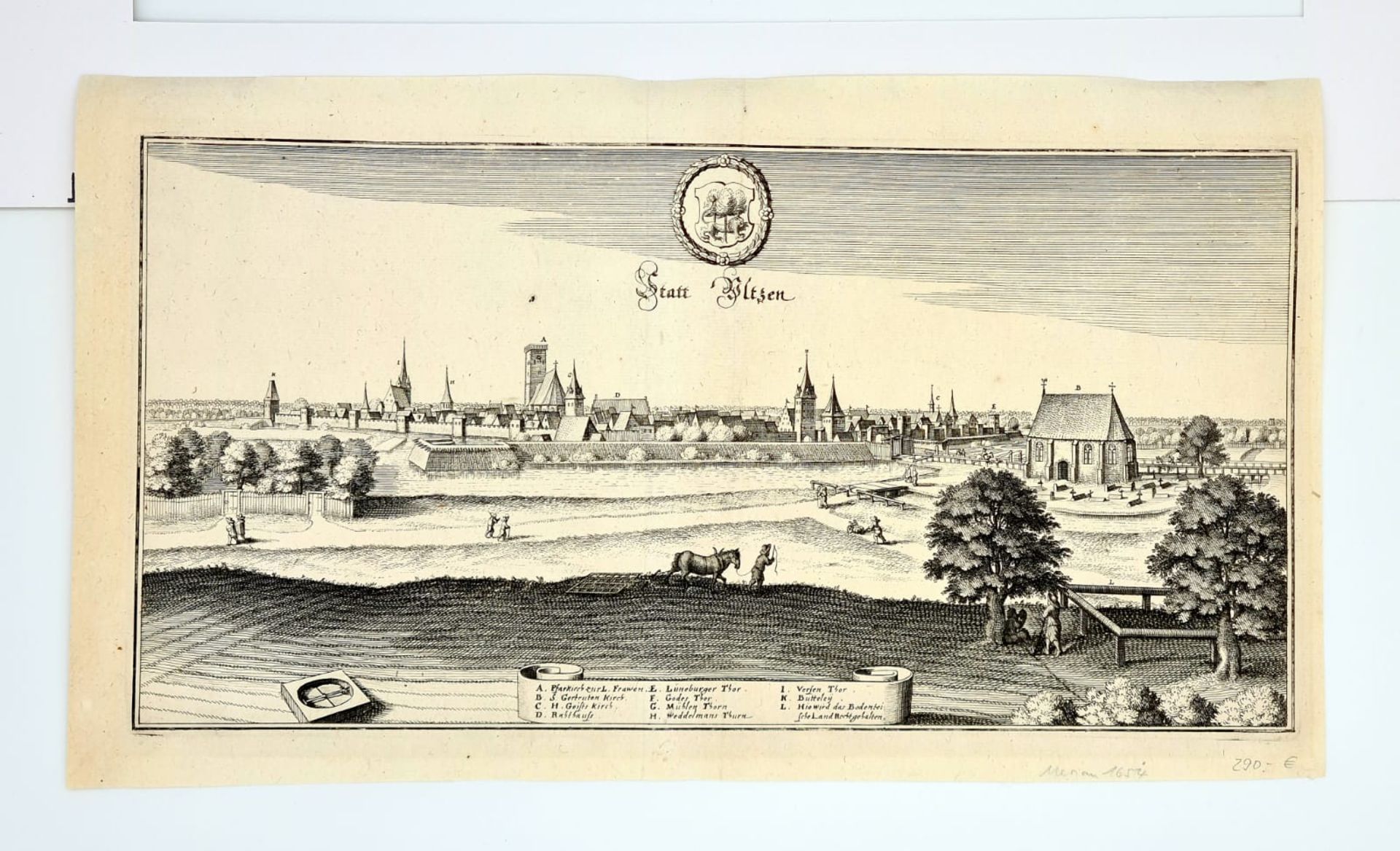 Matthäus Merian der Ältere (1593-1650), Stadt Uelzen , Kupferstich, Blattgröße: 40,7x23cm, 1654,