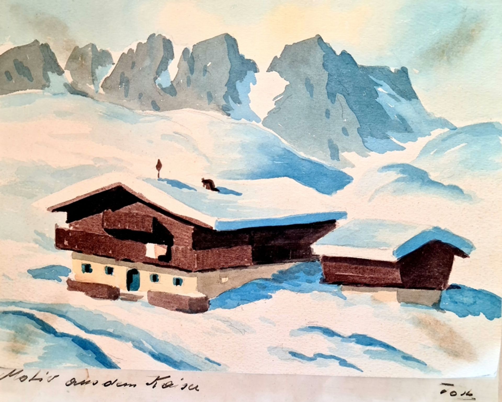 Motiv aus dem Kaiser, Aquarell auf Papier, Größe:ca. 23x17,5cm , ungerahmt, auf Papier aufgelegt, b