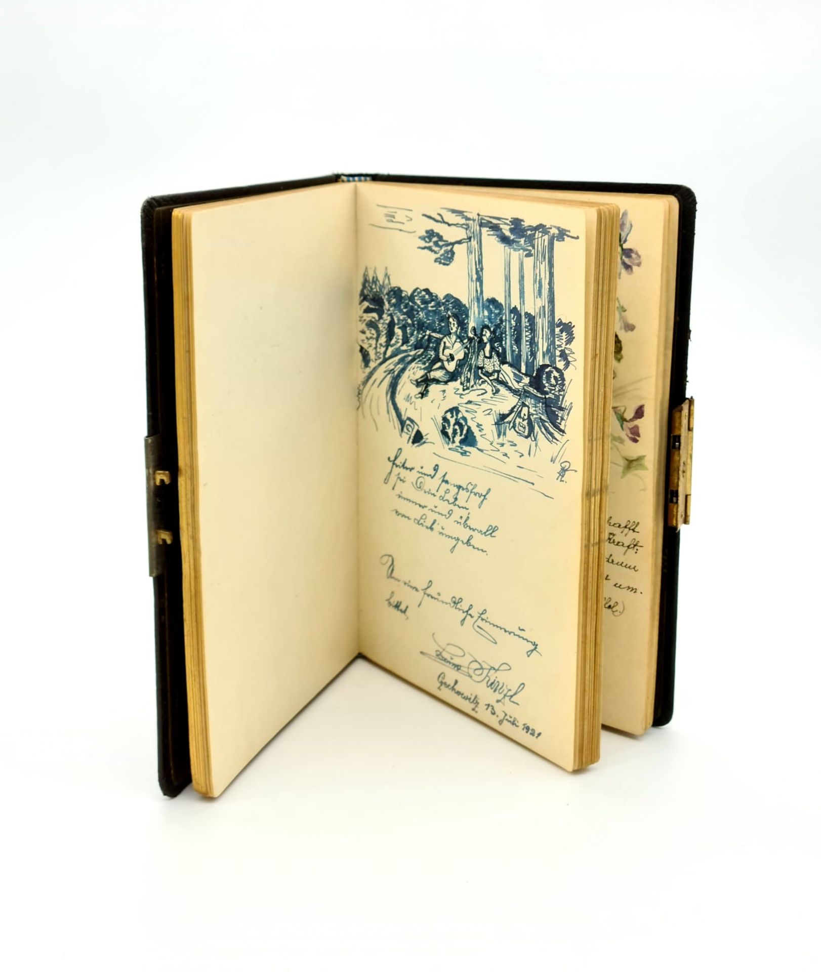 Poesiealbum aus den 1920er Jahren mit mehreren Aquarellen und Gedichten, Größe: ca. 19x13cm, - Image 6 of 6