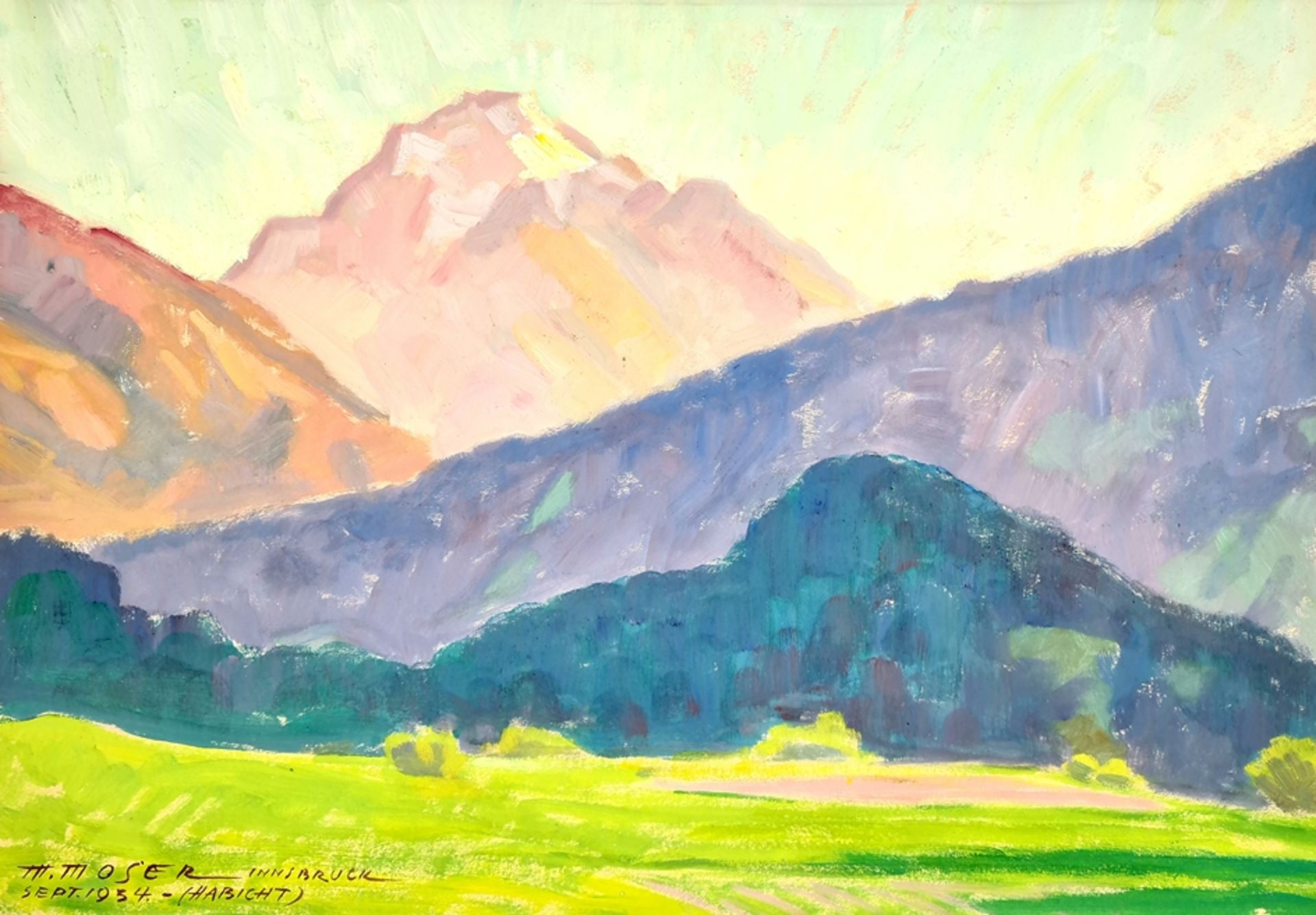 Max Moser 1880-1965 Innsbruck , Habicht, Tempera auf Papier, 1934 .Größe: ca. 34,5x50cm , ungerahm