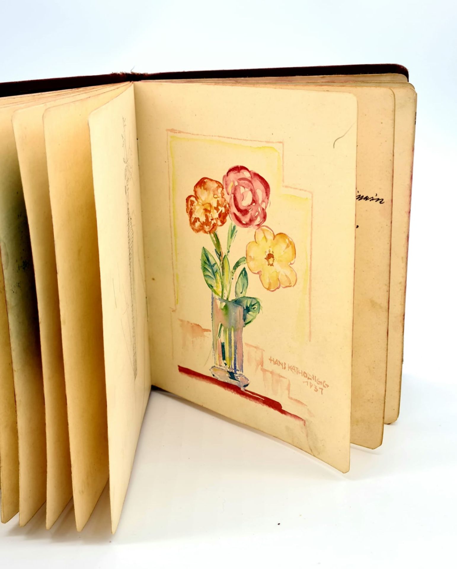 Poesiealbum aus den 1920er Jahren mit mehreren Aquarellen und Gedichten, Größe: ca. 17x14cm, - Bild 4 aus 4