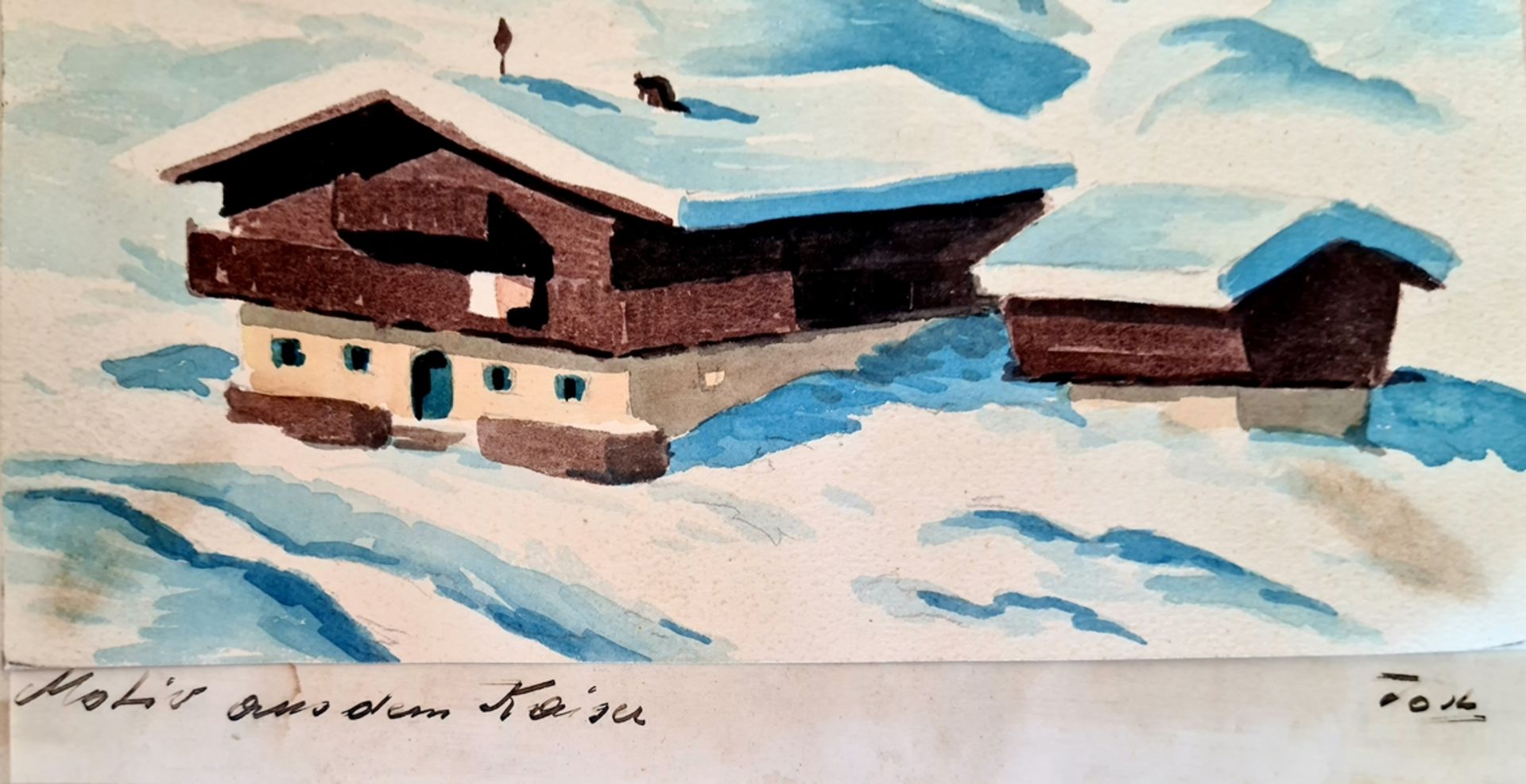 Motiv aus dem Kaiser, Aquarell auf Papier, Größe:ca. 23x17,5cm , ungerahmt, auf Papier aufgelegt, b - Image 2 of 2