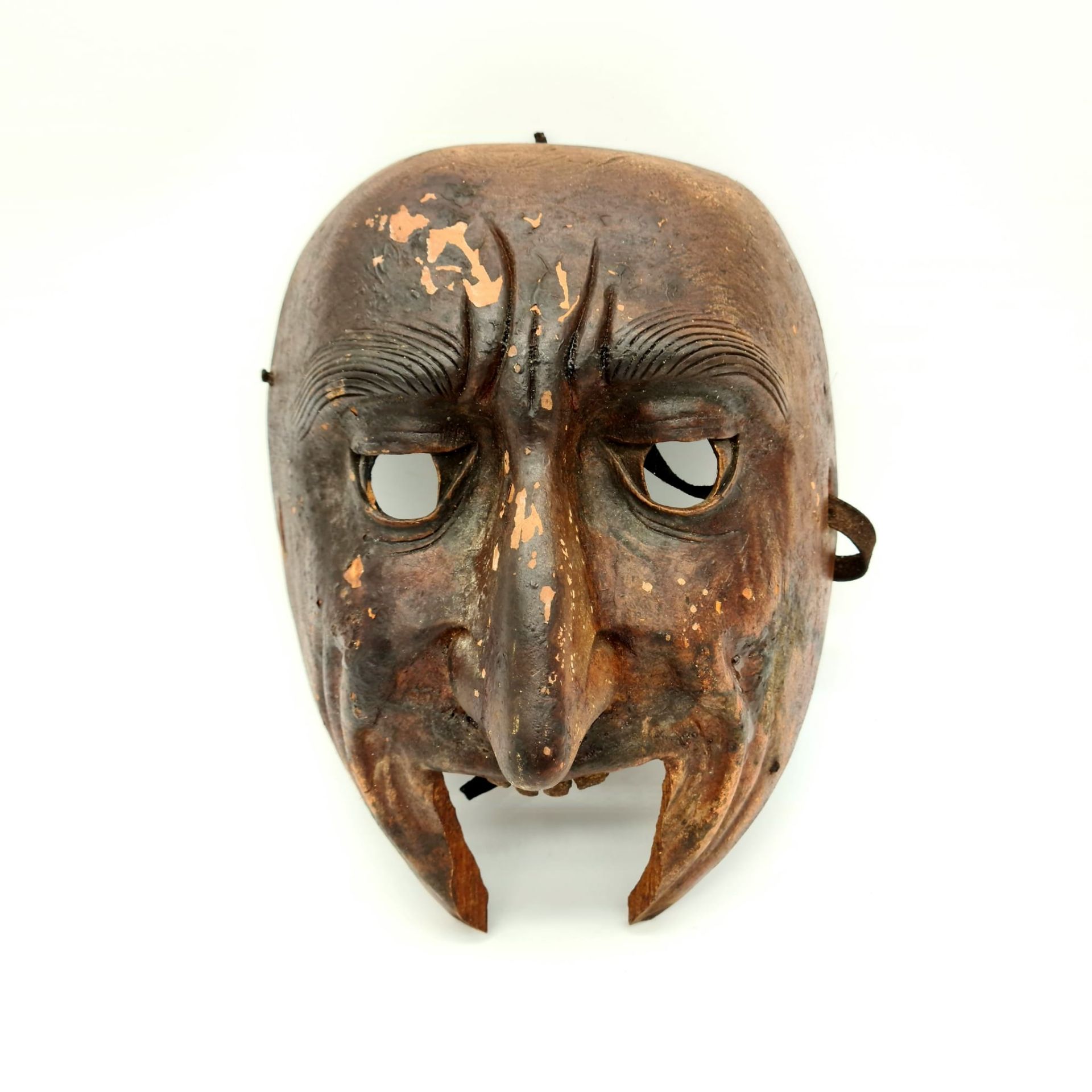 Perchtenmaske, Holz geschnitzt, Tirol , 19.Jhd., Größe: 23x17cm, beschädigt,